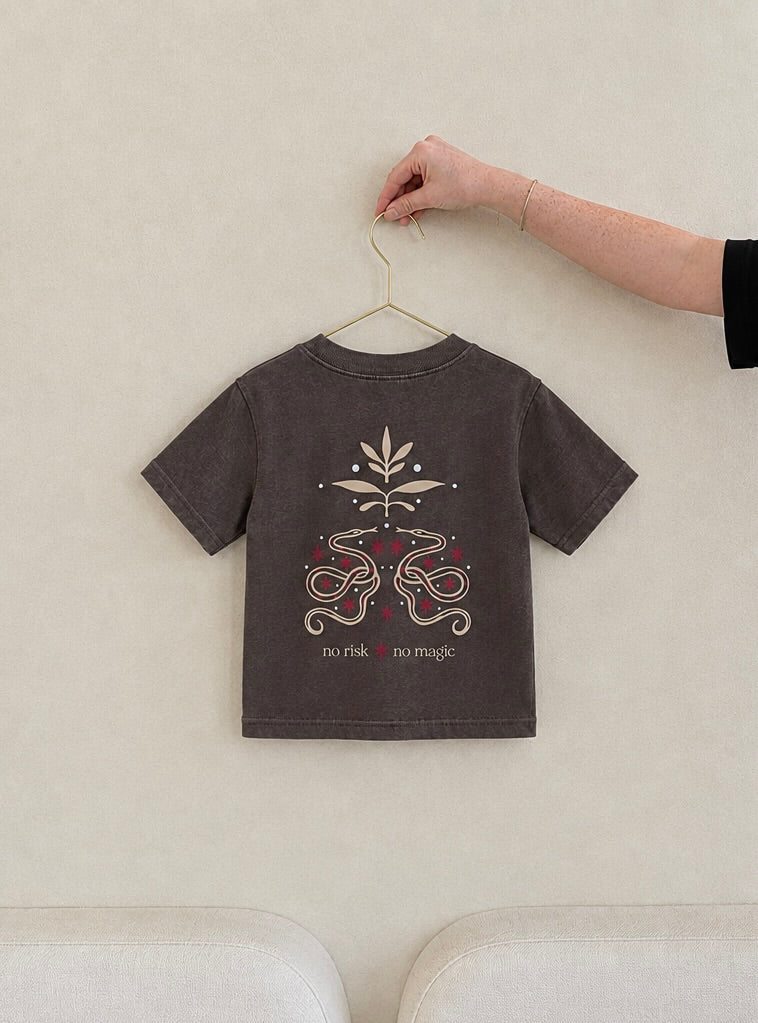 Kids No Risk No Magic Tee - Brown